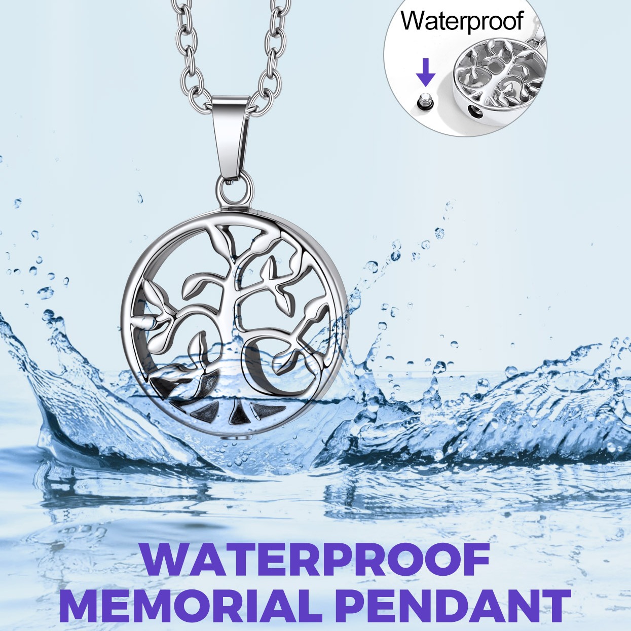 Tree of Life Cremation Urn Ashes Necklace For Him&Her