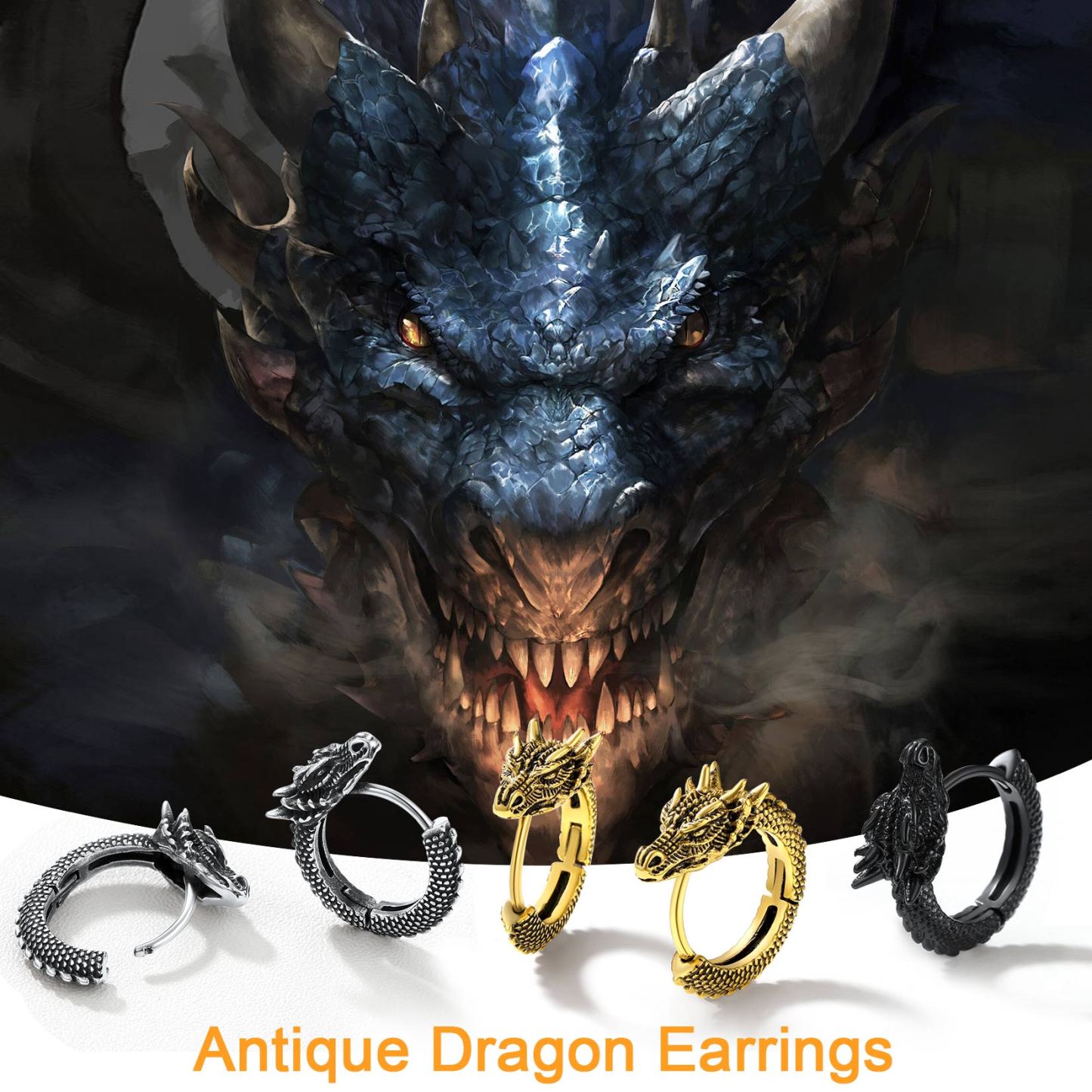 Retro Animals Circle Dragon Hoop Earrings