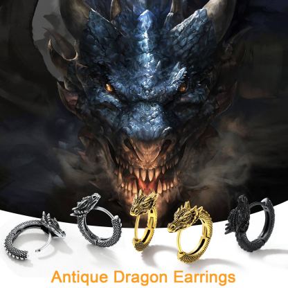 Retro Animals Circle Dragon Hoop Earrings