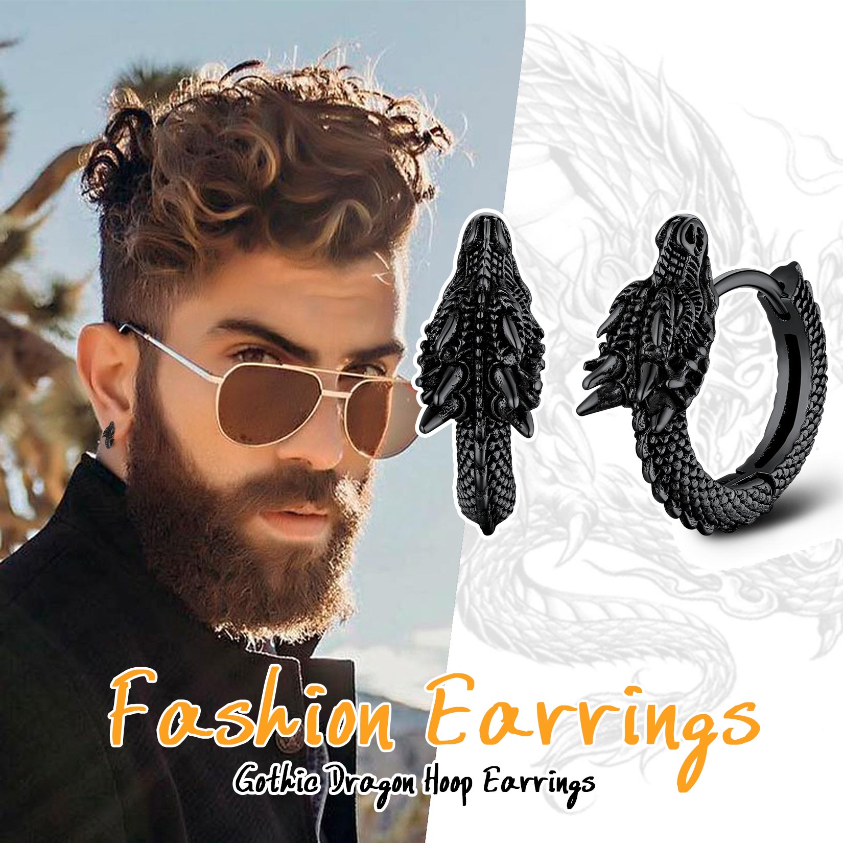 Retro Animals Circle Dragon Hoop Earrings