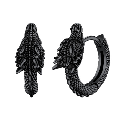 Retro Animals Circle Dragon Hoop Earrings
