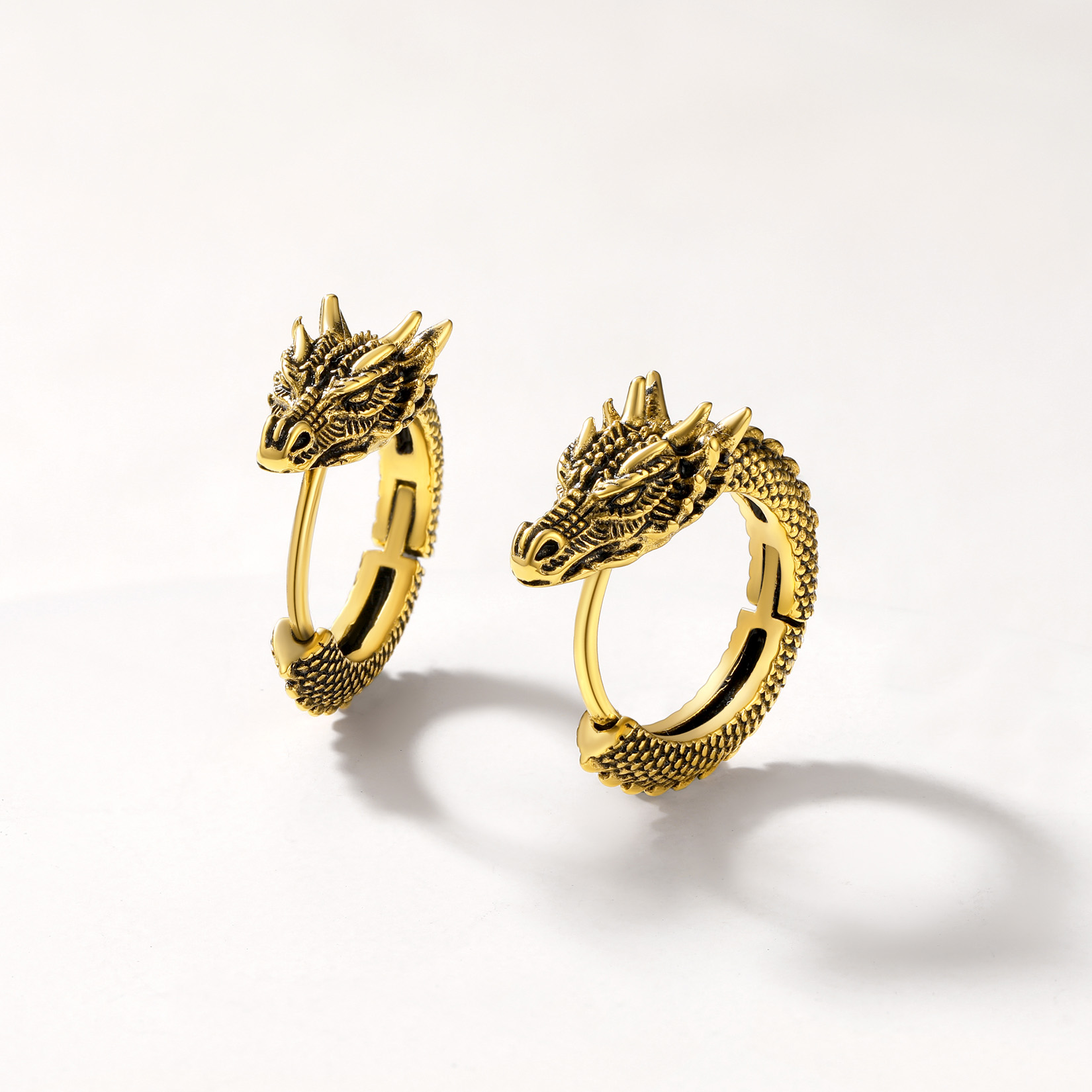 Retro Animals Circle Dragon Hoop Earrings