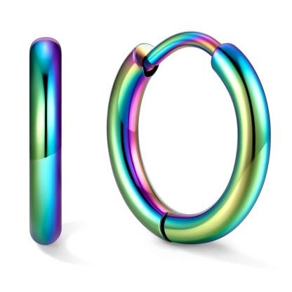 Stainless Steel Black Hoop Earrings for Men