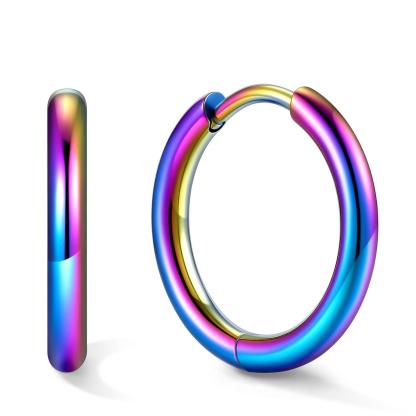 Stainless Steel Black Hoop Earrings for Men