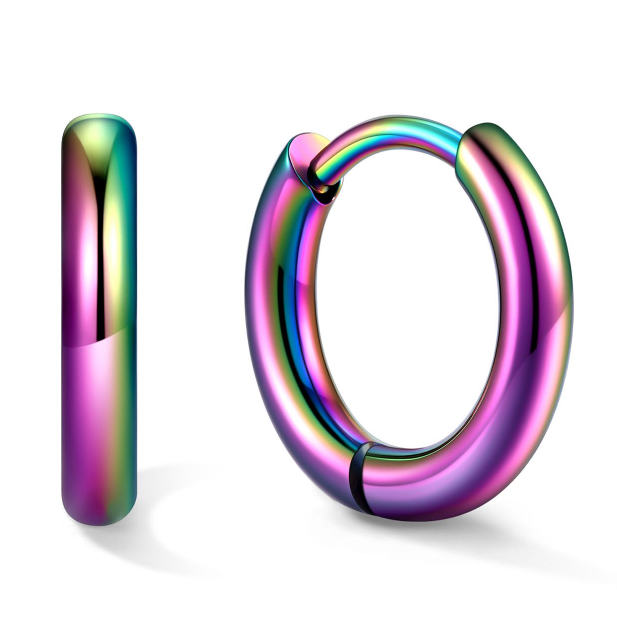 Stainless Steel Black Hoop Earrings for Men