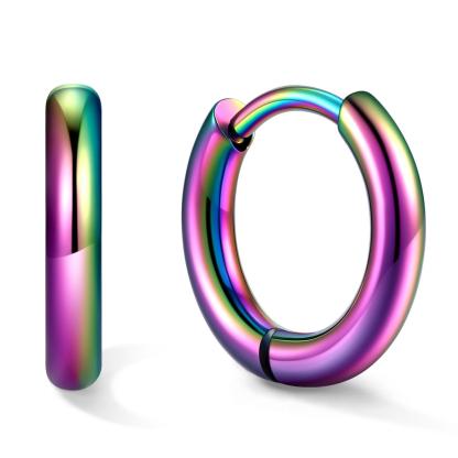 Stainless Steel Black Hoop Earrings for Men