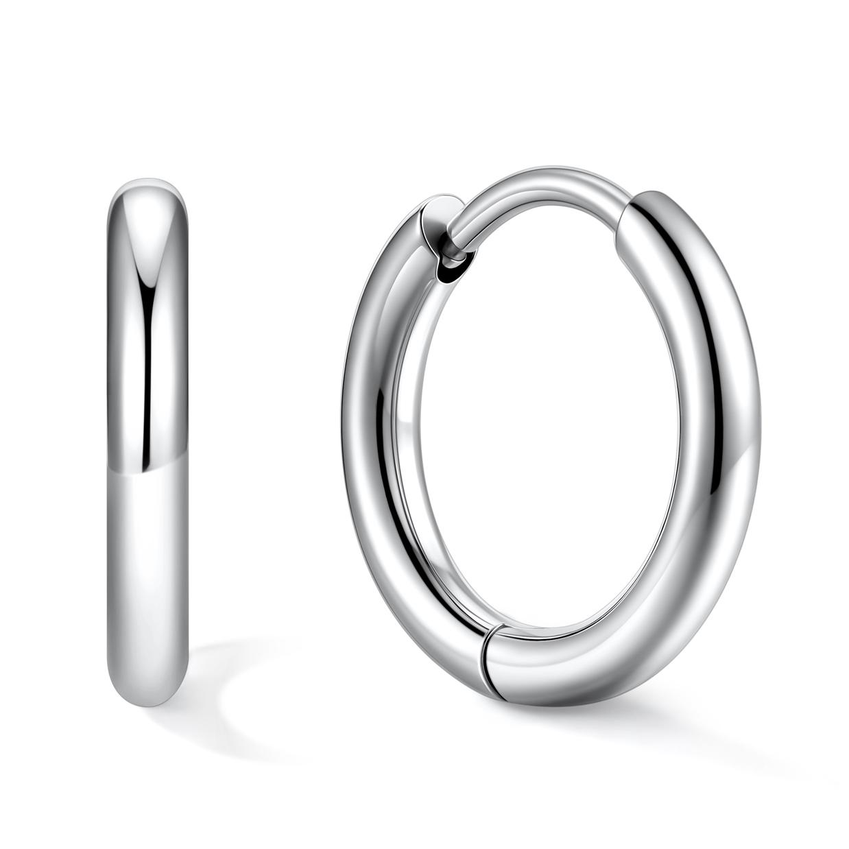 Stainless Steel Black Hoop Earrings for Men