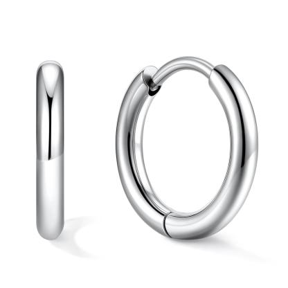 Stainless Steel Black Hoop Earrings for Men