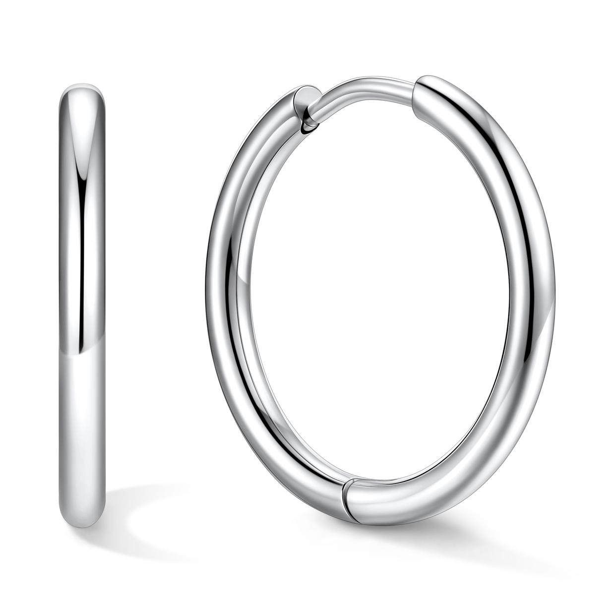 Stainless Steel Black Hoop Earrings for Men