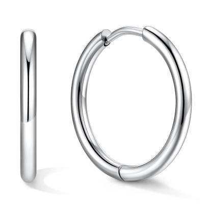 Stainless Steel Black Hoop Earrings for Men