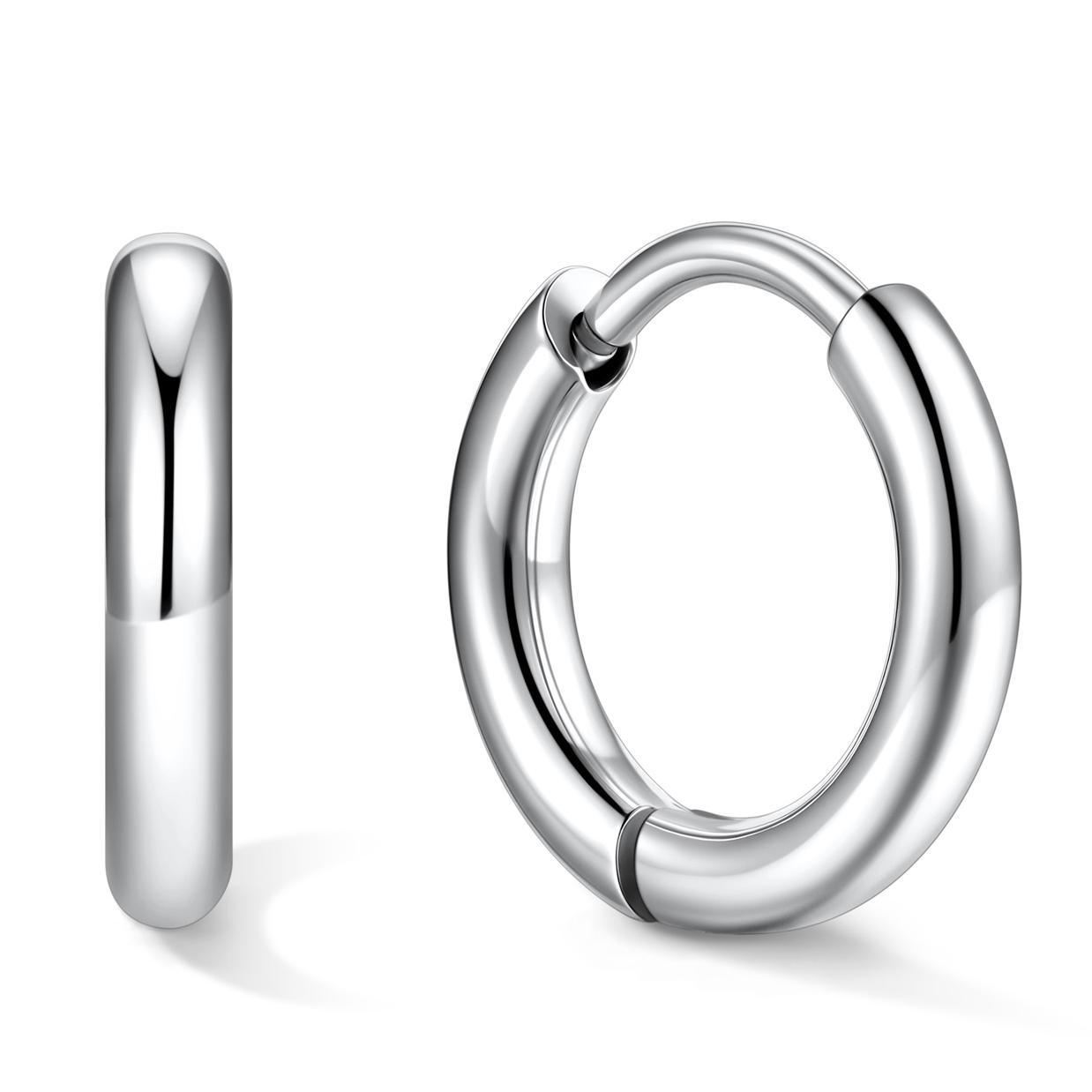 Stainless Steel Black Hoop Earrings for Men