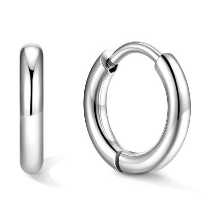 Stainless Steel Black Hoop Earrings for Men