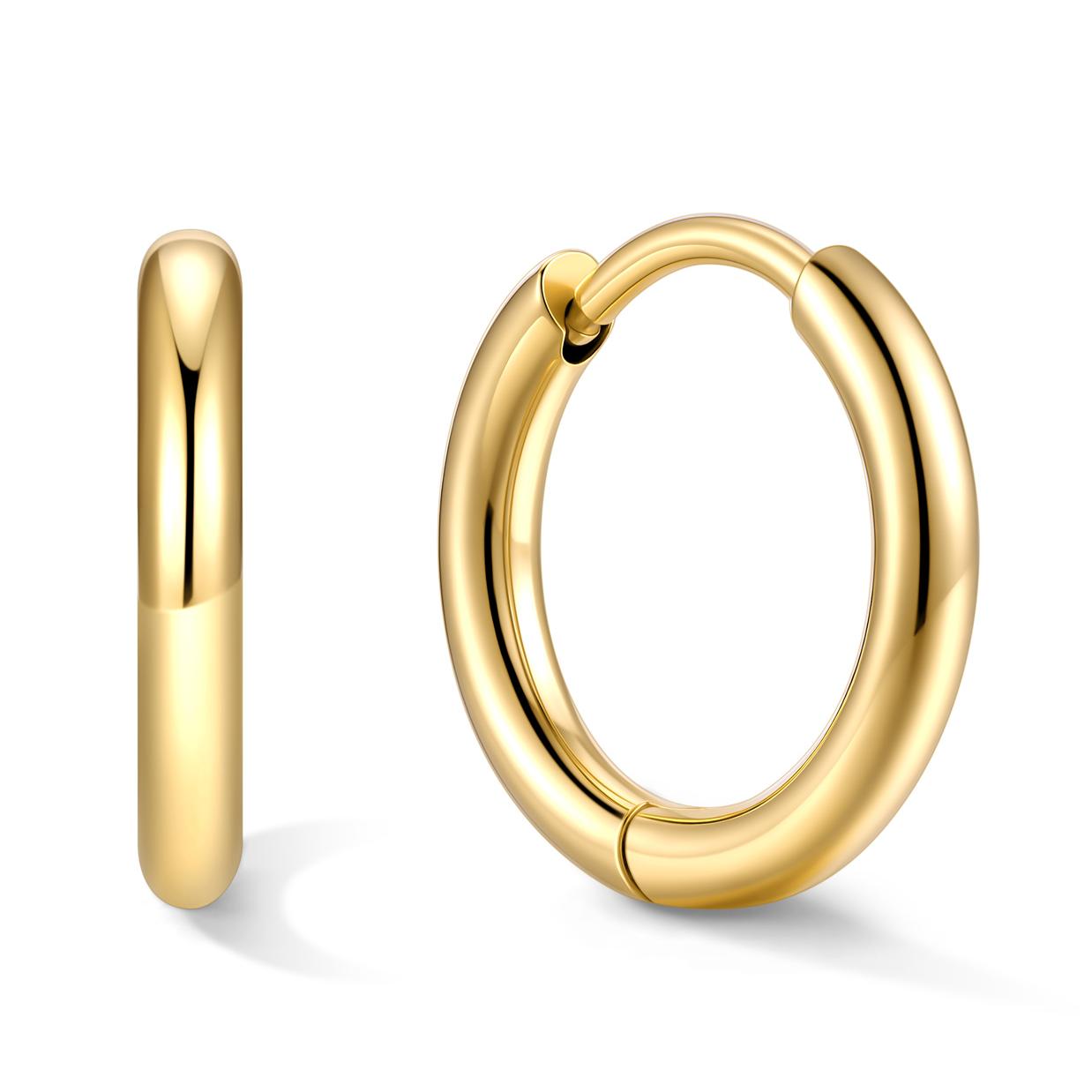 Stainless Steel Black Hoop Earrings for Men