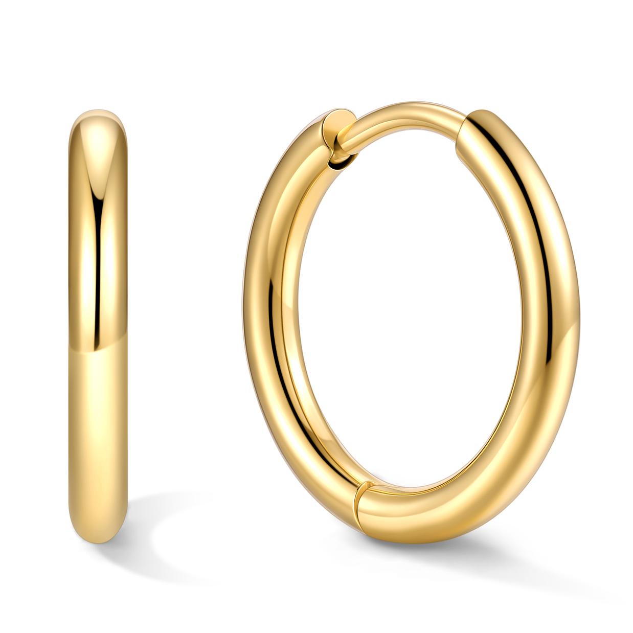 Stainless Steel Black Hoop Earrings for Men