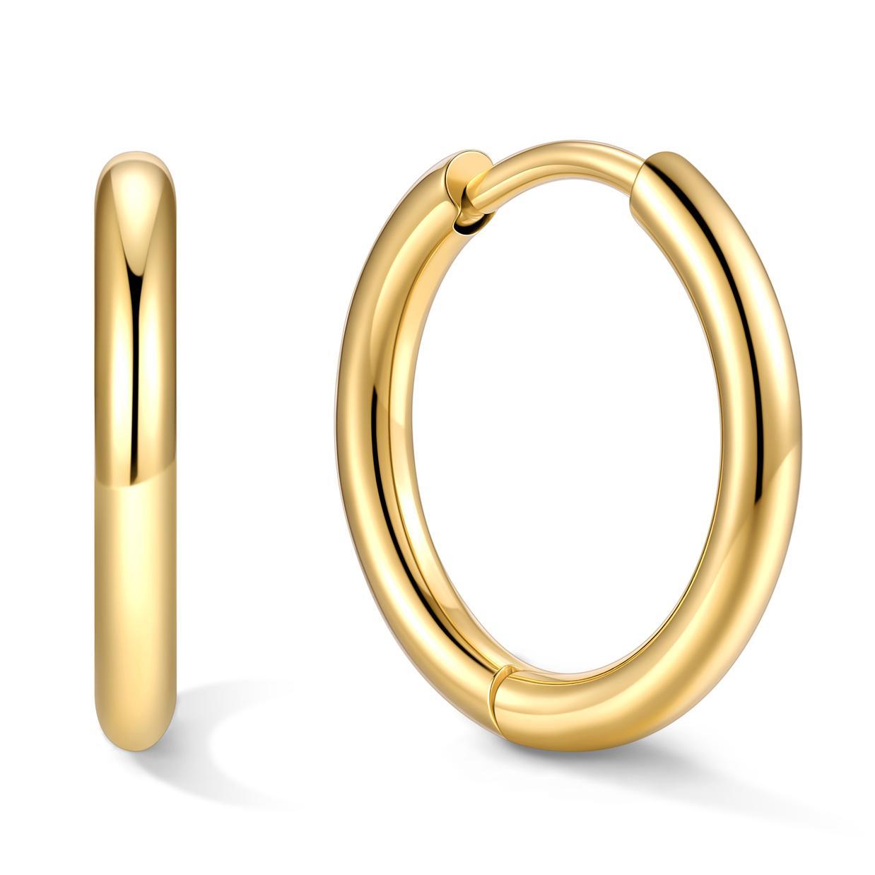 Stainless Steel Black Hoop Earrings for Men