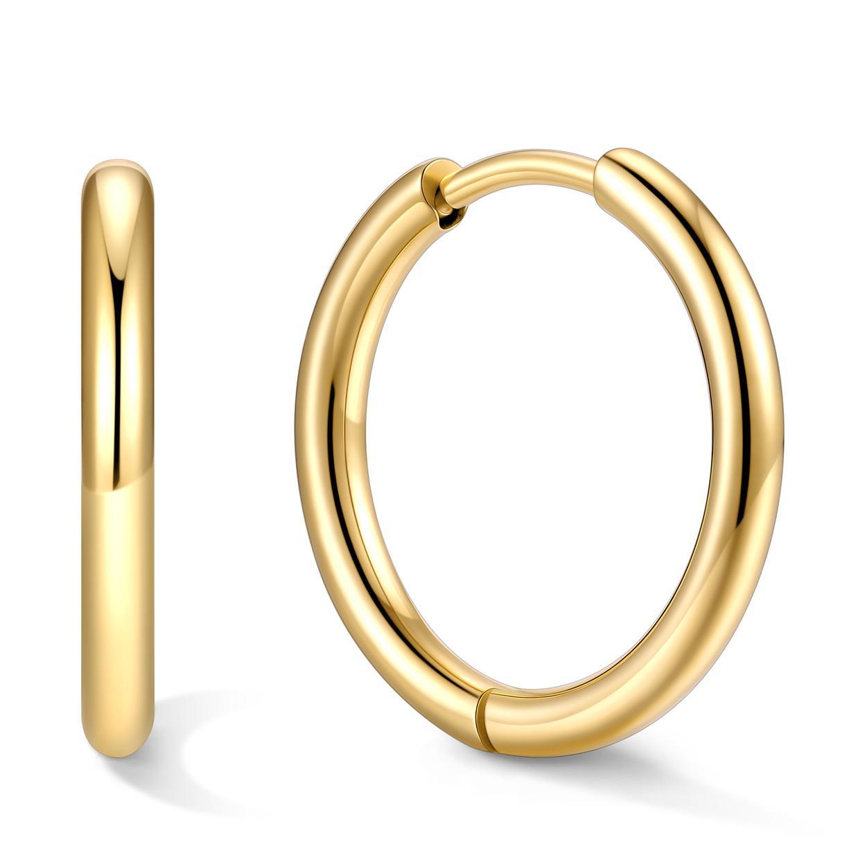 Stainless Steel Black Hoop Earrings for Men