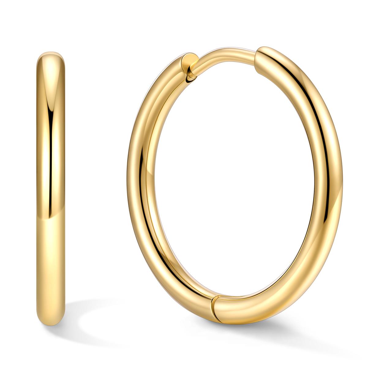 Stainless Steel Black Hoop Earrings for Men