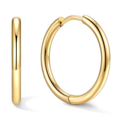 Stainless Steel Black Hoop Earrings for Men