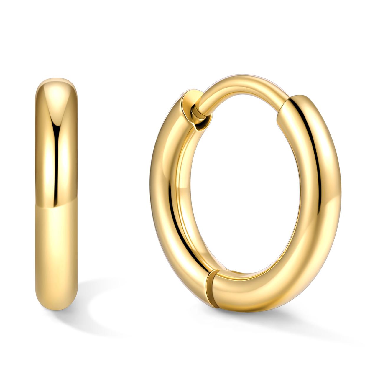 Stainless Steel Black Hoop Earrings for Men