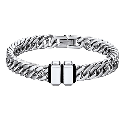 Engravable Stainless Steel Beaded Bracelet For Men