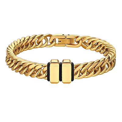 Engravable Stainless Steel Beaded Bracelet For Men