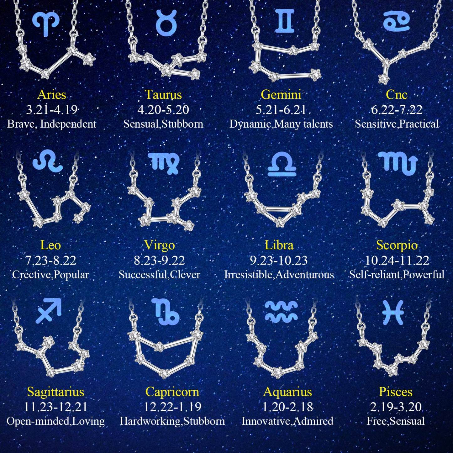 Adjustable Zodiac Cubic Zirconia Horoscope Chain Anklet in Different Month