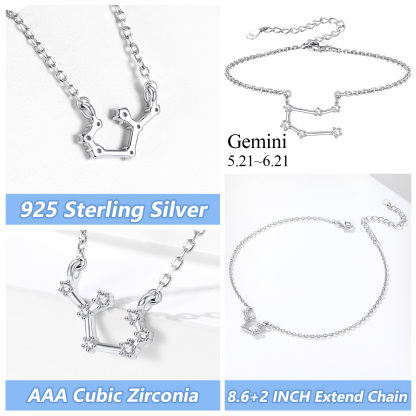 Adjustable Zodiac Cubic Zirconia Horoscope Chain Anklet Details: Dimensions, Hypoallergenic, Lobster-Claw-Clasps