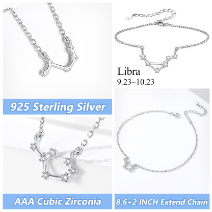 Adjustable Zodiac Cubic Zirconia Horoscope Chain Anklet Details: Dimensions, Hypoallergenic, Lobster-Claw-Clasps