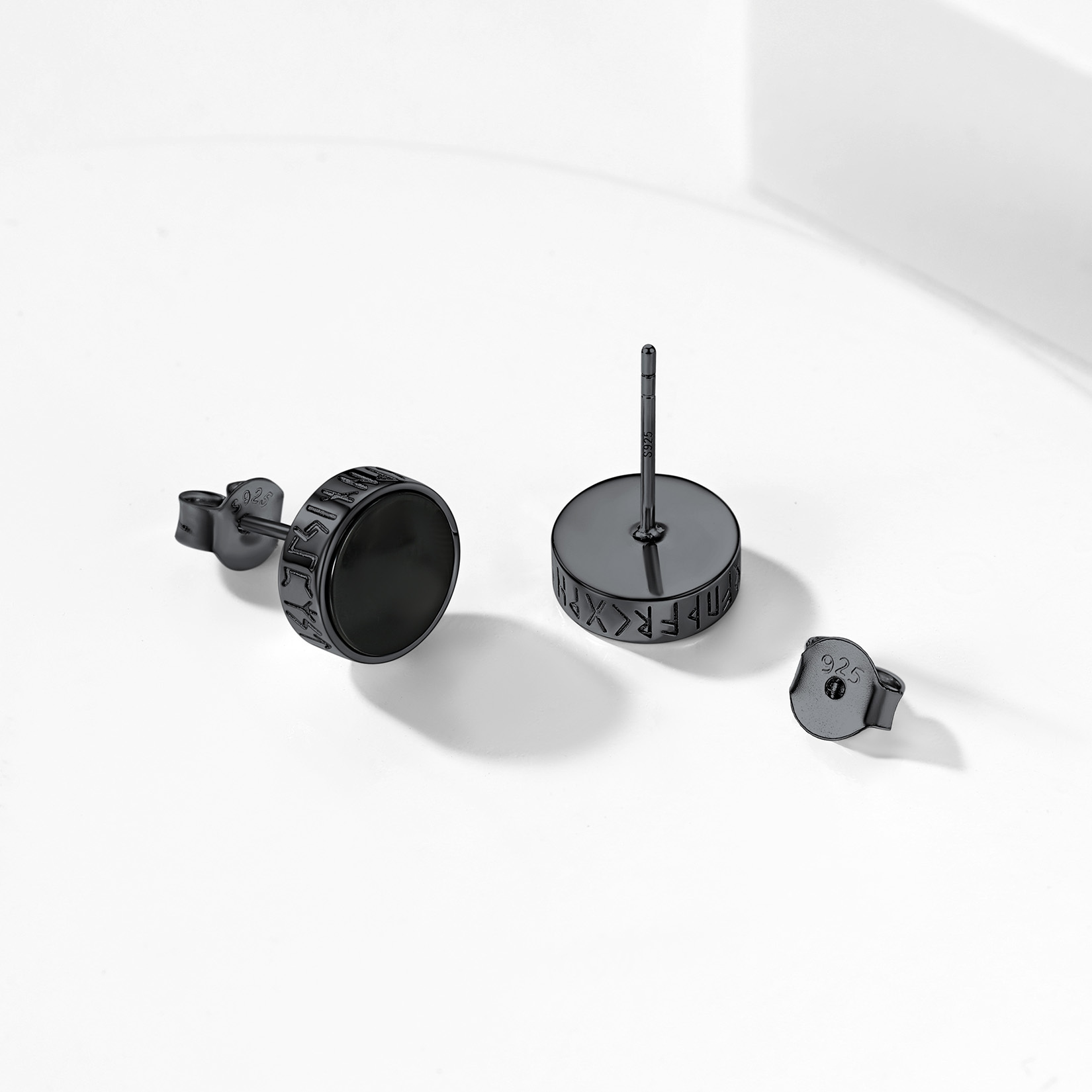 Black Onyx Stud Earrings for Men