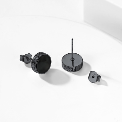 Black Onyx Stud Earrings for Men