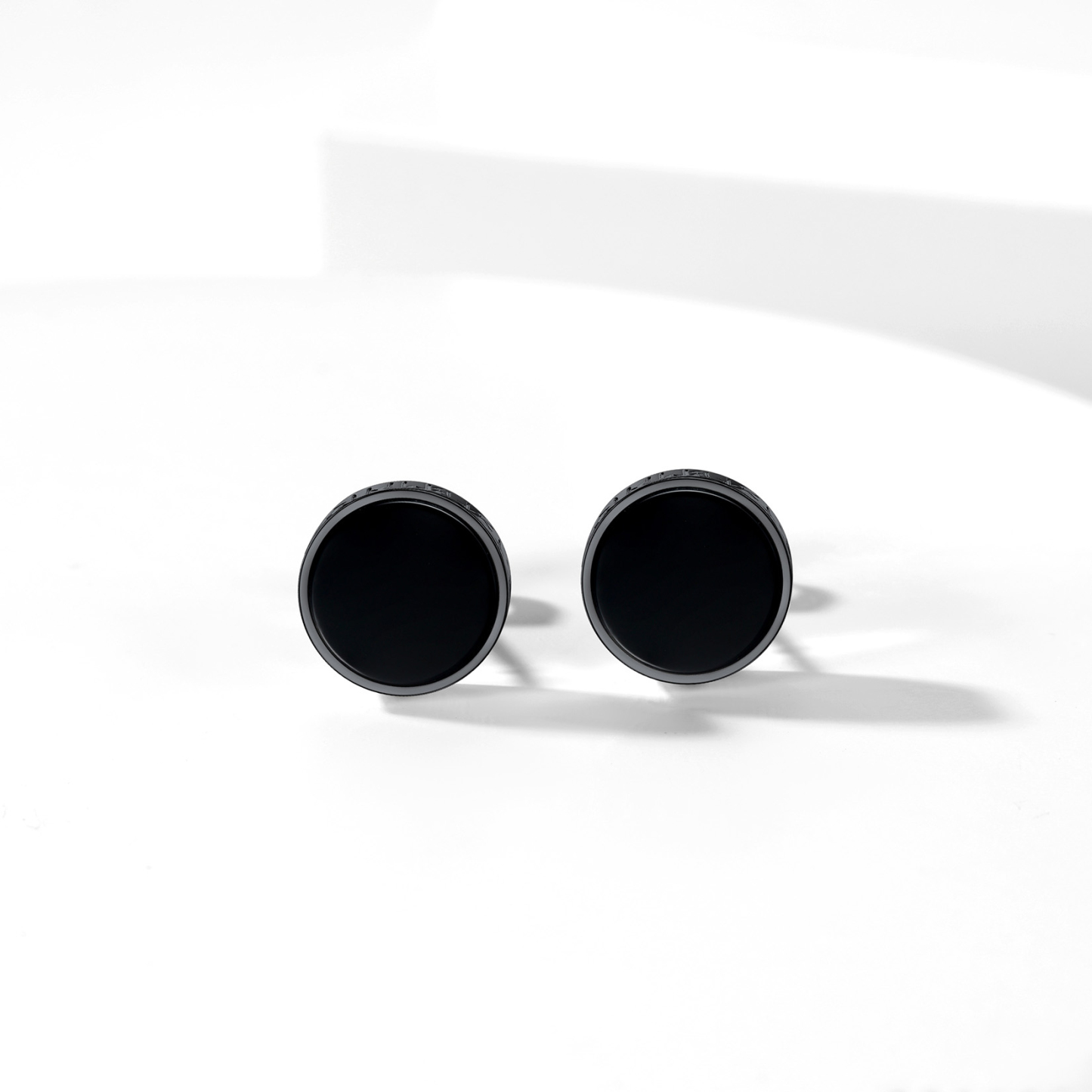 Black Onyx Stud Earrings for Men