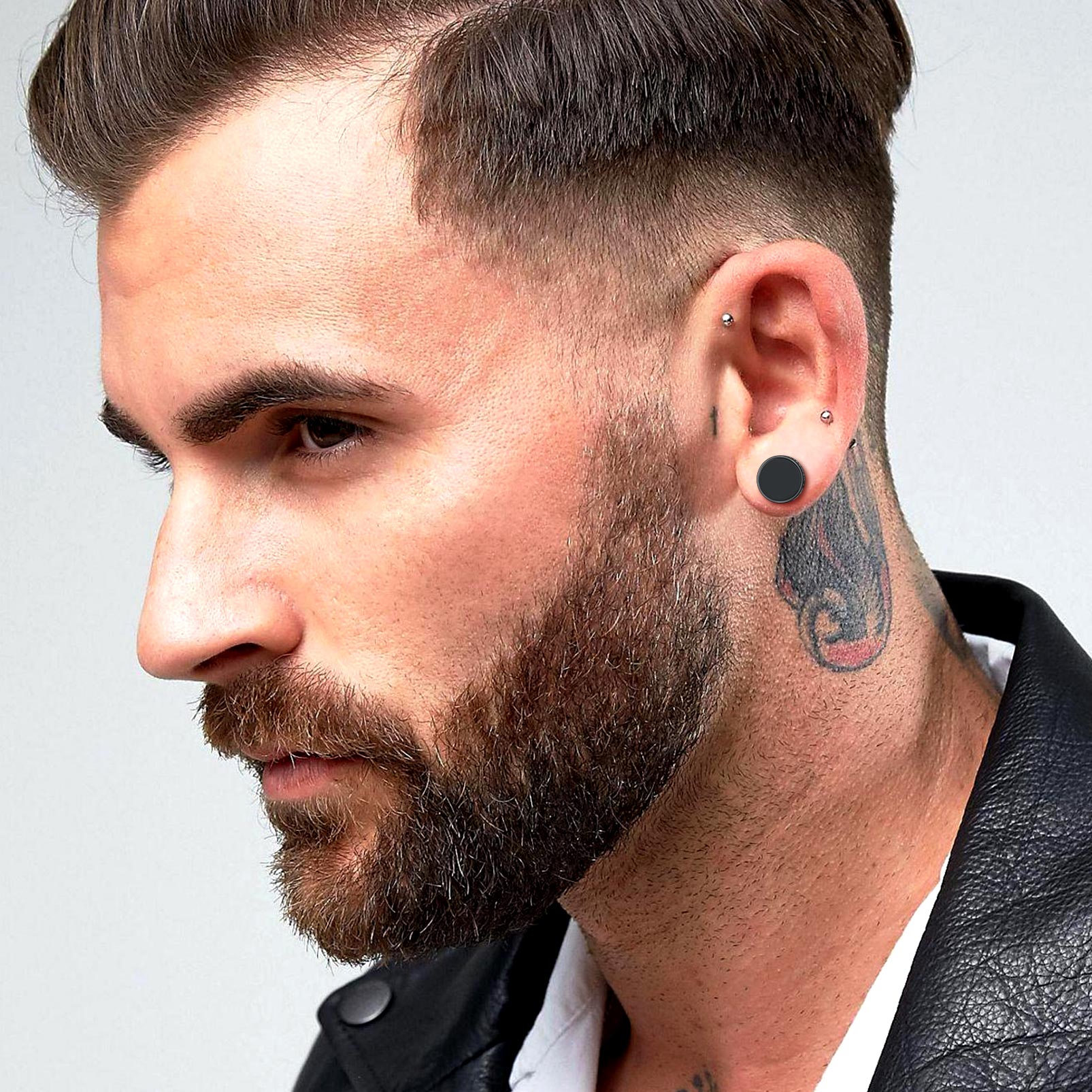 Black Onyx Stud Earrings for Men