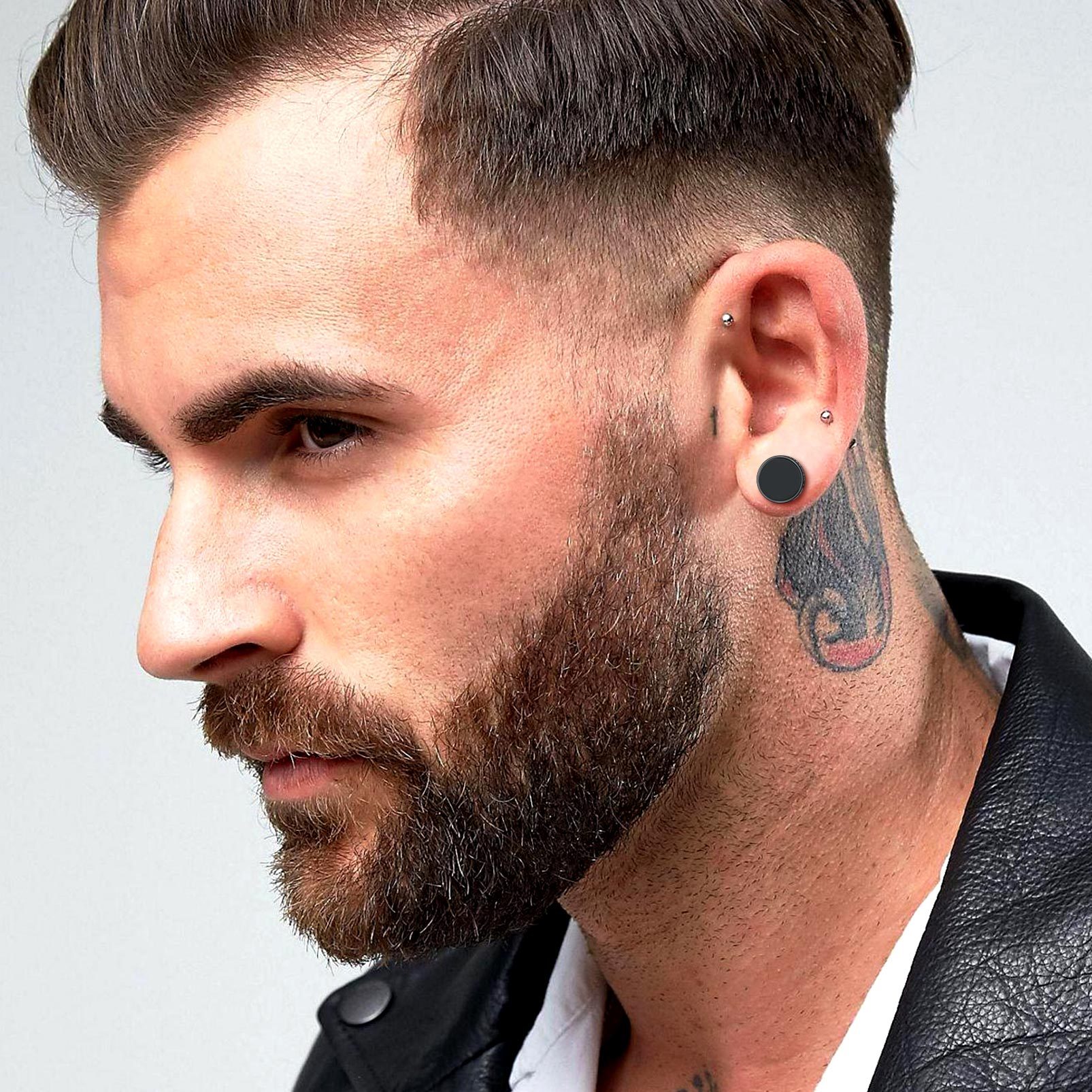 Black Onyx Stud Earrings for Men