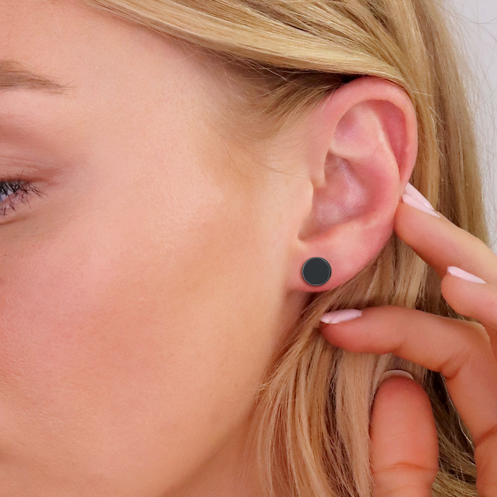 Black Onyx Stud Earrings for Men