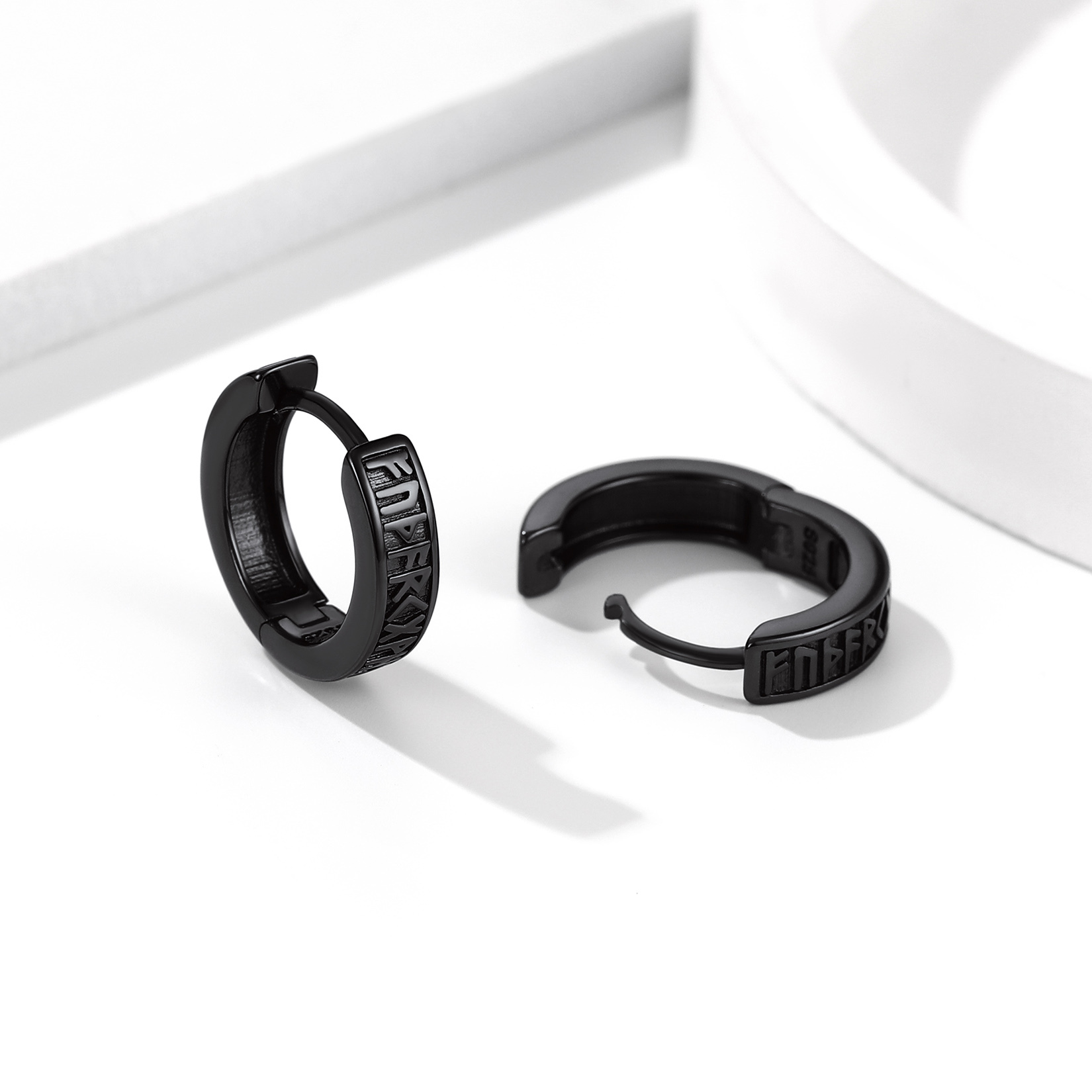 Viking Runes Huggie Earrings For Men