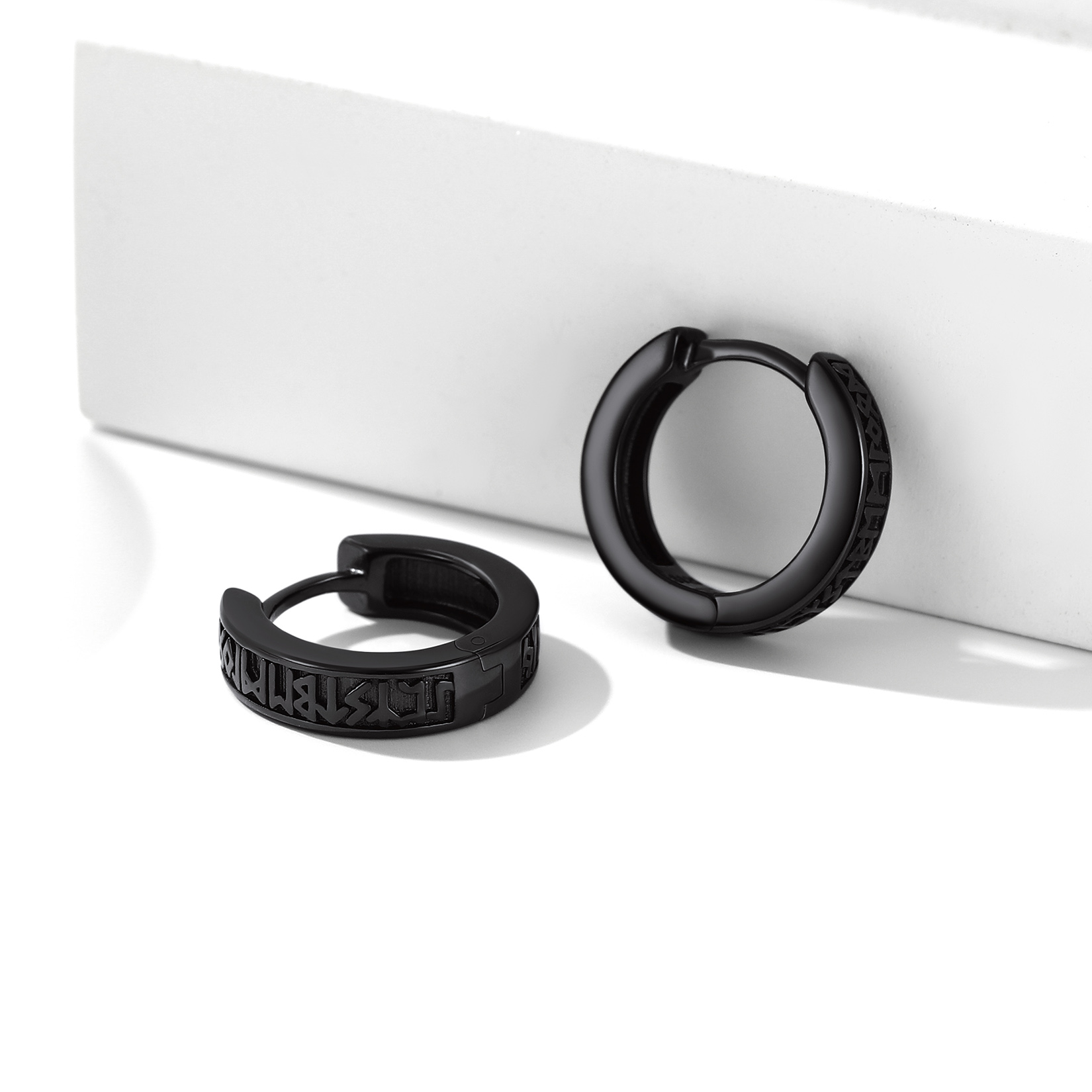 Viking Runes Huggie Earrings For Men