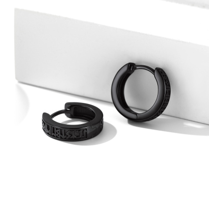 Viking Runes Huggie Earrings For Men