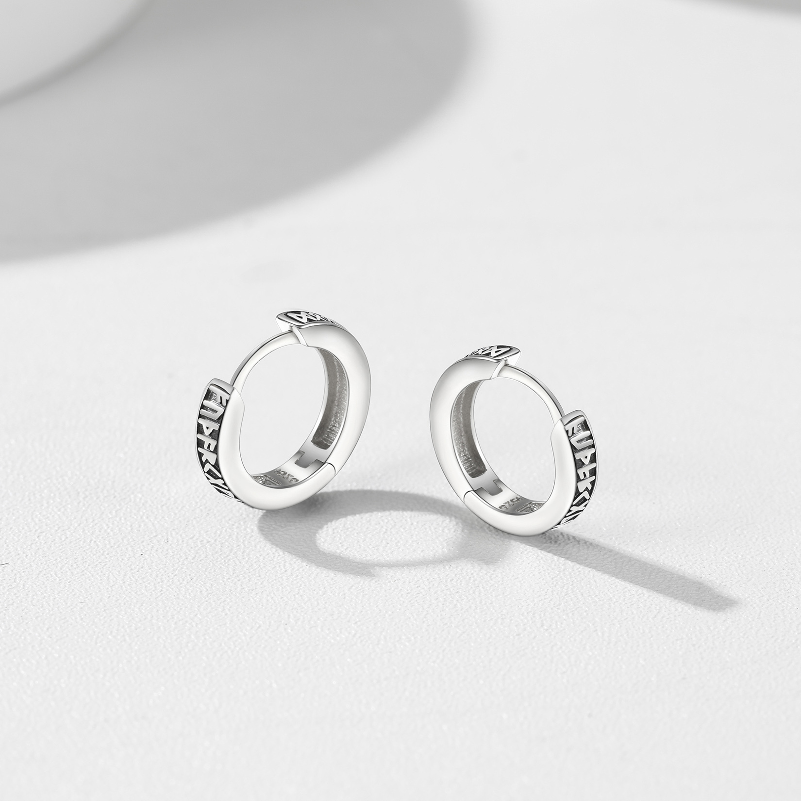 Viking Runes Huggie Earrings For Men