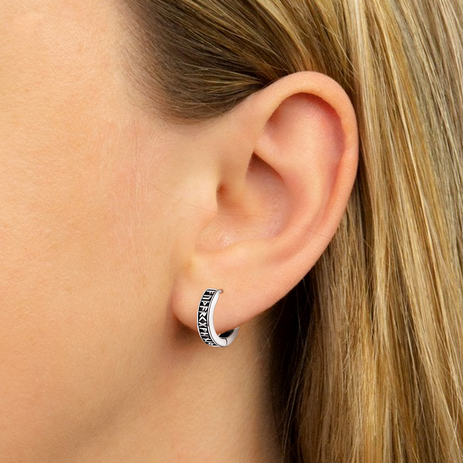 Viking Runes Huggie Earrings For Men