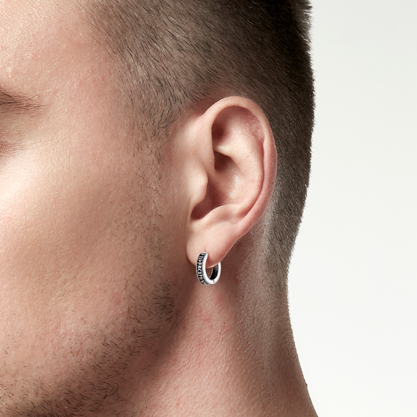 Viking Runes Huggie Earrings For Men