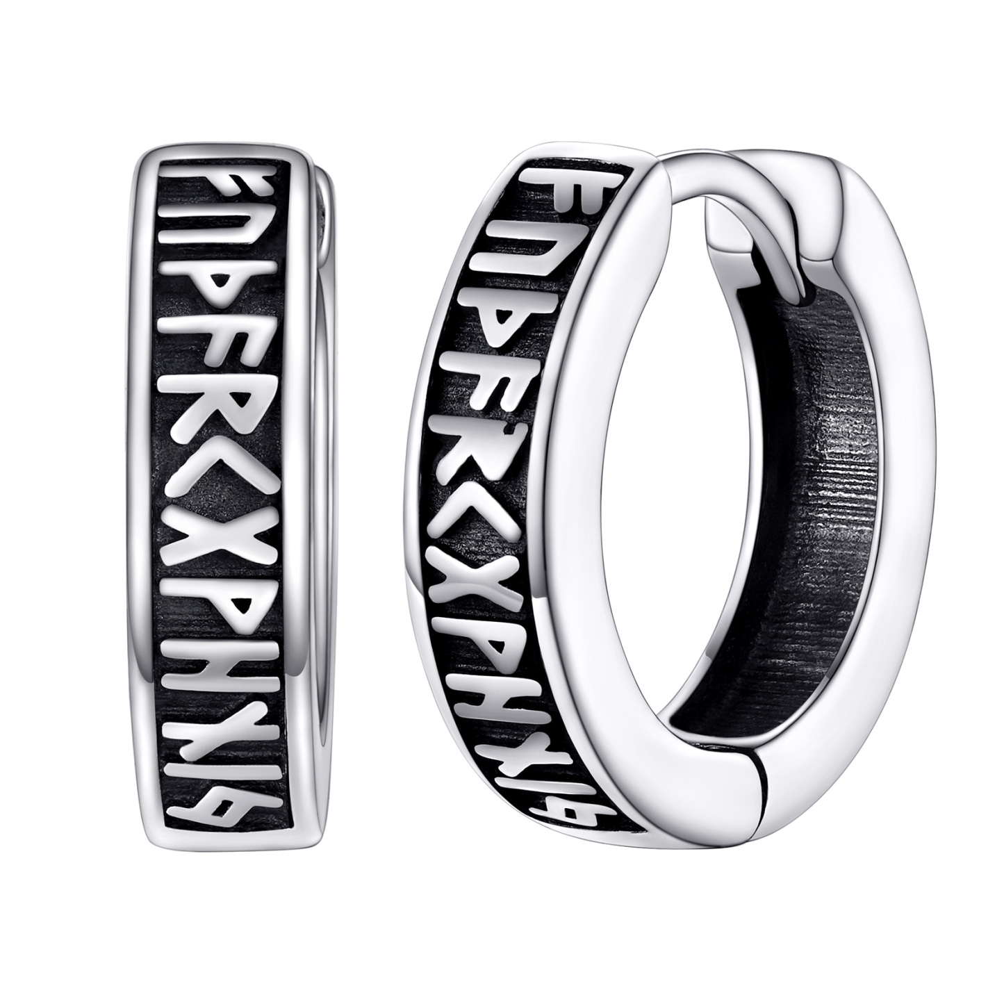 Viking Runes Huggie Earrings For Men