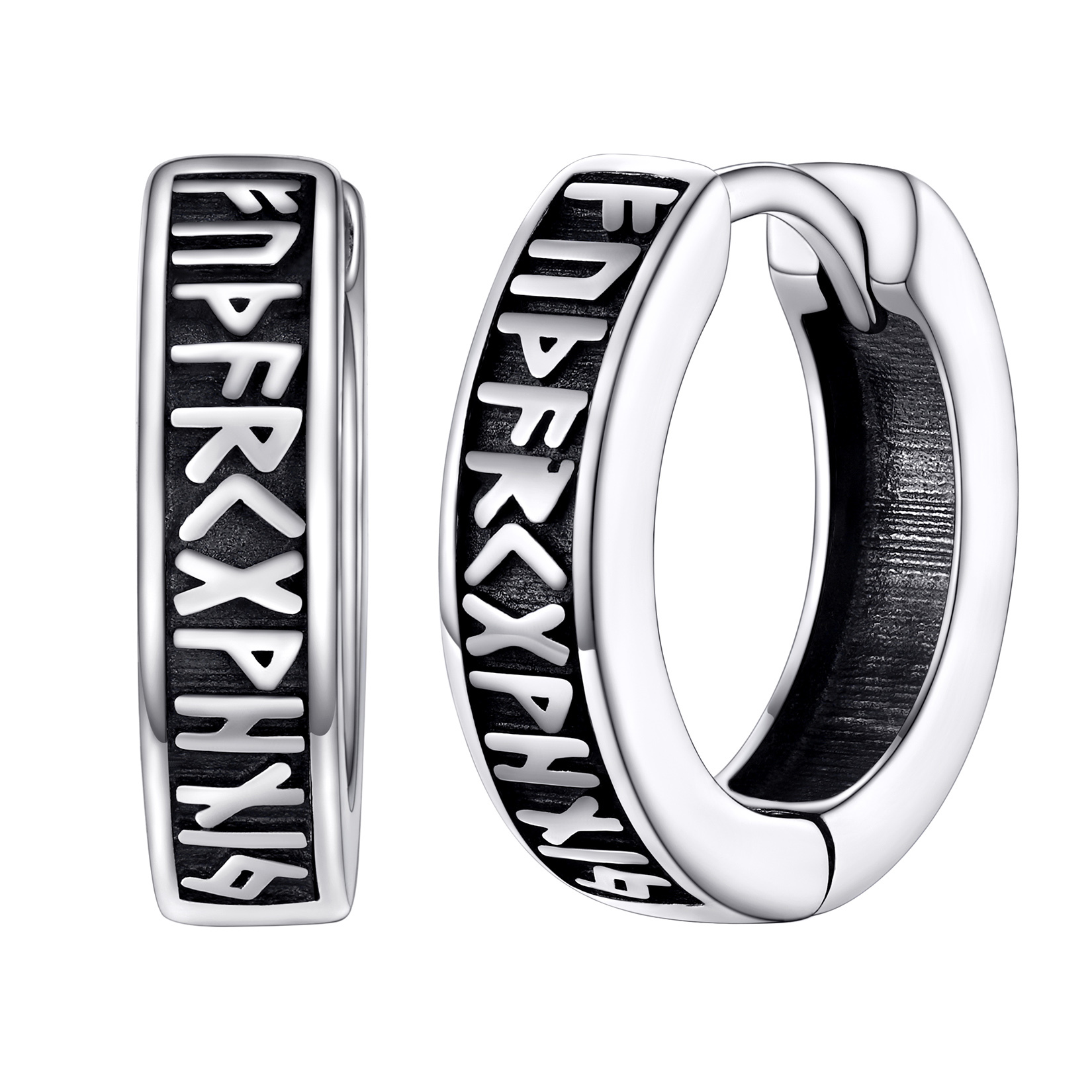 Viking Runes Huggie Earrings For Men