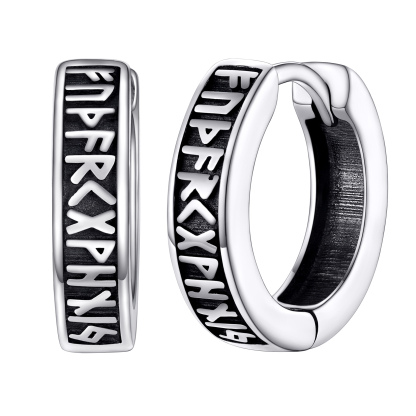 Viking Runes Huggie Earrings For Men