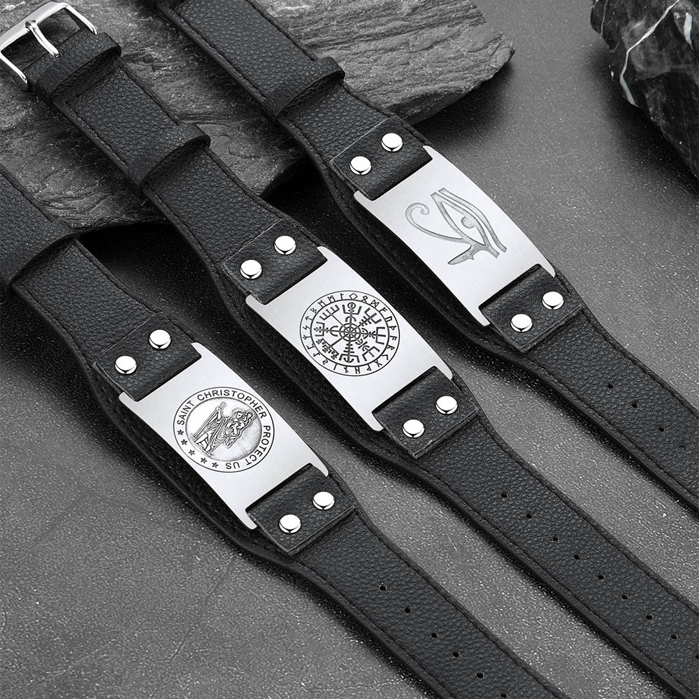 Viking Compass Leather Bracelet In Nordic Style - product collection(1)