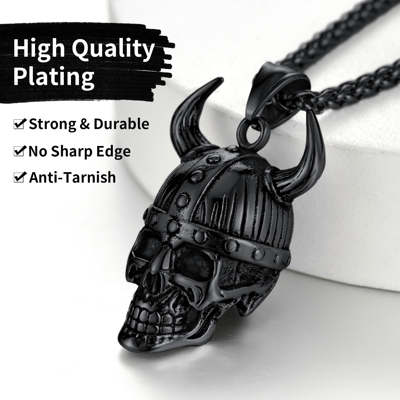 Viking Helmet Skull Necklace for Men - Warrior Necklace​