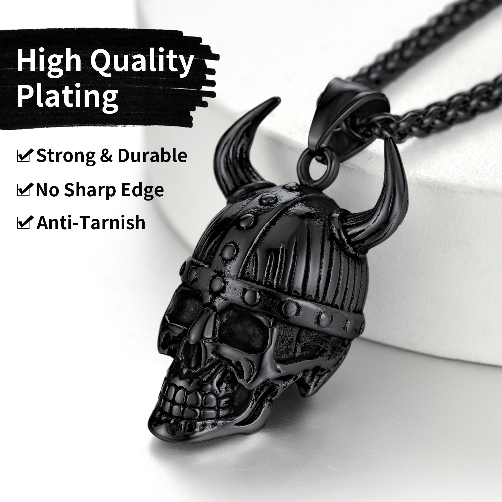 Viking Helmet Skull Necklace for Men - Warrior Necklace​