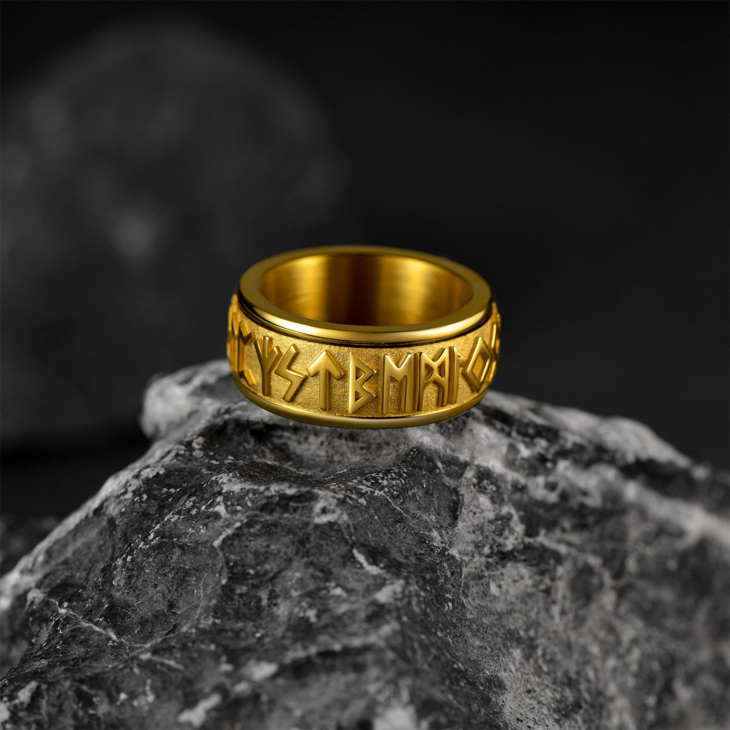 Viking Norse 9MM Rune Ring Spinning Fidget Metal Gift for Men