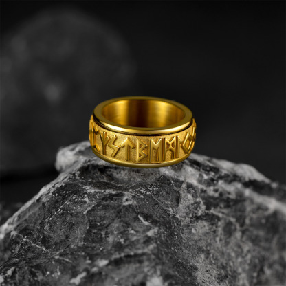 Viking Norse 9MM Rune Ring Spinning Fidget Metal Gift for Men