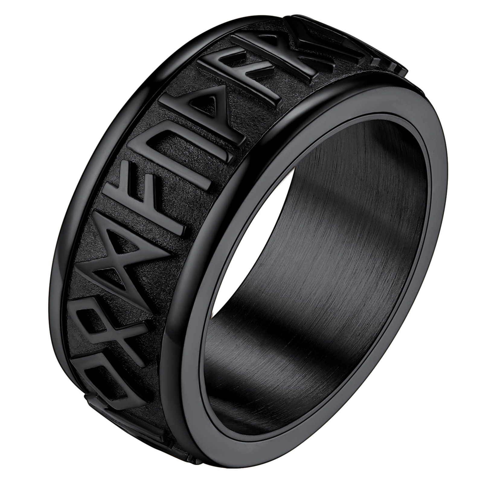 Viking Norse 9MM Rune Ring Spinning Fidget Metal Gift for Men
