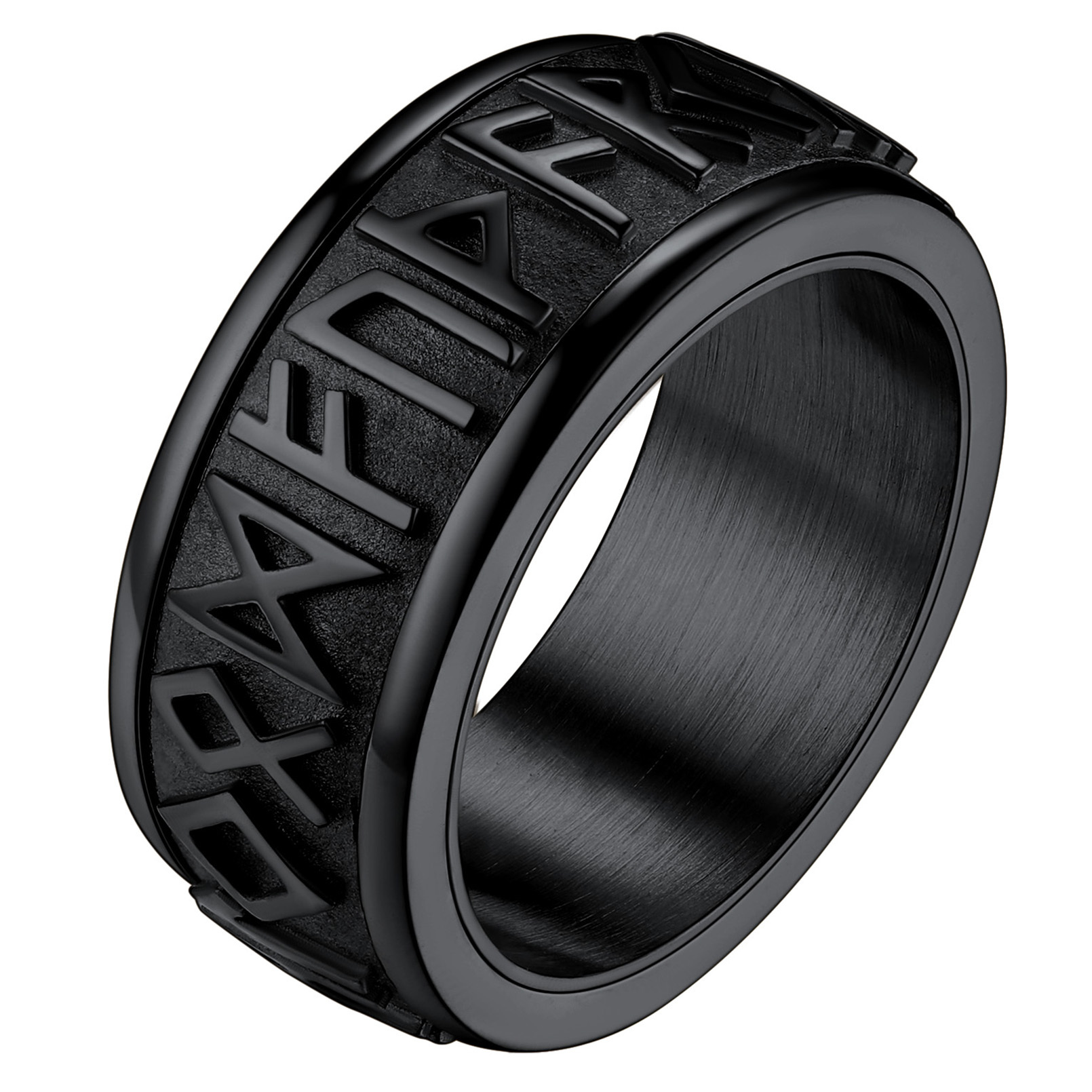Viking Norse 9MM Rune Ring Spinning Fidget Metal Gift for Men